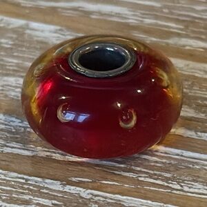 TROLLBEADS red bubbles glass bead red charm sterling silver core